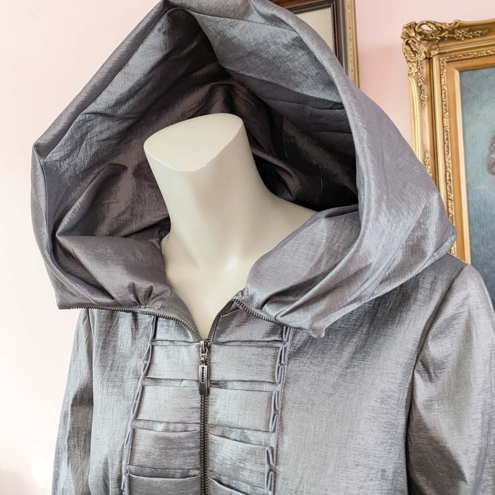 Silver Hooded Coat with Belt - Picture 8 of 14